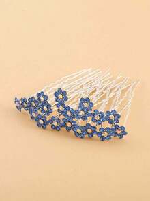 20pcs Women New Style Flower Multi-Color Bridal Headband, Hair Fork, U-Shaped Hairpin, Wedding Hair Accessories, Simple And Versatile, Wedding/Back To School Season Basic Headwear, Bun Hairstyle Set Valentine's Day Valentines - 寶藍色 - 查看 7