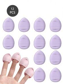 12个装指套粉扑，迷你粉扑，柔软粉扑，遮瑕粉底，散粉，矿物海绵，干湿两用化妆工具 - 彩色 - 查看 16