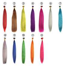 Synthetic Feather Hair Extensions For Women 16 Inch Hairpieces With100pcs Silicone Micro Link Beads And 2 Crochet Hooks Hair Feathers With Tools Kit 16'' 12 Feather Mix Colors - 12種羽毛混合顏色 - 查看 7