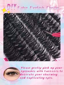 640片D型卷翘假睫毛簇，30D+40D+60D+80D，10-16mm混合款，蓬松自然，适合新手在家DIY，假睫毛簇，单根假睫毛，睫毛，假睫毛 - D - 查看 3