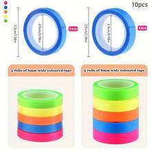 5 Rolls Highlighter Tape, Fluorescent Self-Adhesive Labels, Transparent PET Tape, Neon Round Index Tabs - Ideal For Students, Reading, Learning, Home, Office, School Use, Safely Removable - Multicolor - View 9