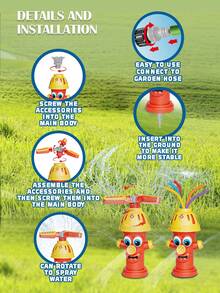 Juego de rociador de agua en forma de hidrante de bomberos para niños, rociador de jardín alimentado por presión de agua sin batería, juego de béisbol, regalo, con algunos accesorios incluidos al azar - Multicolor - Ver 5