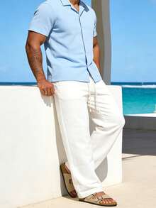 加大码男士宽松休闲裤，采用舒适柔软、略带弹性的面料，直筒裤型，适合工作、商务会议、购物约会、休闲活动和日常出行，是送给丈夫或男友的绝佳礼物。 - 白色 - 查看 6