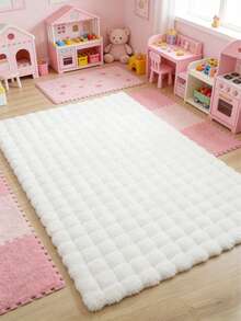 1pc White Fluffy Square Floor Mat, Cute Play Mat, Decorative Carpet, Bedroom Decor, Small Rug, Carpet, Home Decor, Outdoor Rug, Washable Rug, Graduation/Mother's Day Gift - White - View 2