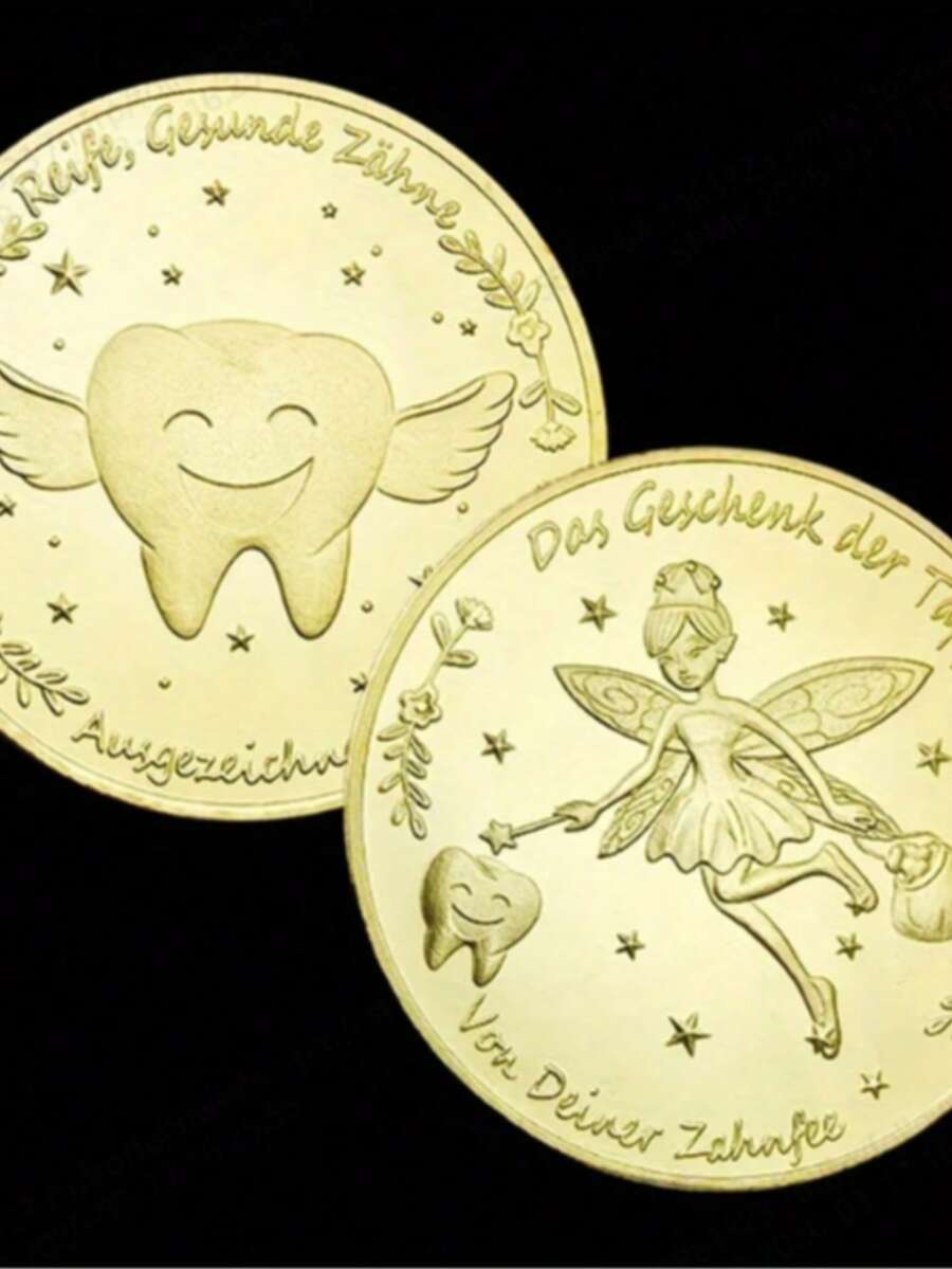 1枚镀金牙仙硬币，许愿币，可爱珐琅收藏品，生日和圣诞节礼物，家居和厨房派对用品（带保护盒） - 1pc - 查看 1