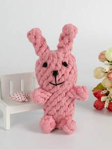 Pet Cotton Rope Toy Small Bunny Cotton Rope Dog Toy Teething Training Durable Chew Toy Ball Dog Supplies - Pink - View 6