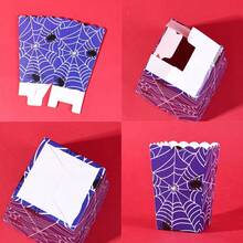 10 pezzi/20 pezzi/50 pezzi Contenitori per alimenti monouso con motivo a ragnatela blu, con vassoi per popcorn a motivo a ragnatela, scatole per popcorn a motivo a ragnatela - design a ragnatela blu e nera, con ragni bianchi, adatti per decorazioni a tema ragnatela per feste e compleanni, Ognissanti - blu - Visualizzare 6