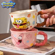 SpongeBob SquarePants 陶瓷咖啡杯，官方授权收藏品，创新双人角色设计茶杯，男女粉丝生日圣诞礼物皆宜，微波炉和洗碗机适用，完美的办公室、家居厨房纪念品，防褪色印刷，耐用易握手柄 - 彩色 - 查看 8
