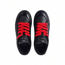 Ollieskate Black & Red Bottom Glitter Casual Skateboard Shoes, Streetwear Style For Men & Women - Black - View 5