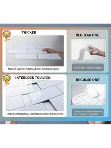 Bộ 4/10/20 miếng dán tường hình gạch tàu điện ngầm 3D bóng, có thể tháo rời, bằng vinyl tự dính, thích hợp trang trí nhà bếp, sinh nhật, lễ tốt nghiệp. - Viền màu xám trắng - Xem 5