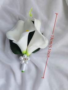 逼真触感马蹄莲花束，手工制作，适用于婚礼、婚礼庆典、周年纪念、新娘摄影等场合，可作家居装饰、婚礼仪式、节日庆典、周年纪念、新娘摄影道具等。 - 白色 - 查看 12