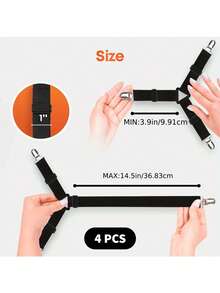4/8/12 piezas Sujetadores de sábana triangulares, Clips elásticos ajustables para sábanas de sofá/cama, Fijadores de mantel, Clips antideslizantes para sábanas - Sujetadores + Abrazaderas Negras - Ver 4
