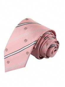1pc Crown Striped Necktie, Suitable For Formal, Business, School, Casual Occasions,Accessories,Festival,Graduation Gift,Accessories - Multicolor - View 6