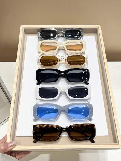 1pc/3pcs/7pcs Retro Y2K Style Square Eyeglasses, Cute Daily Wear Beach Fashion Eyewear For Men & Women