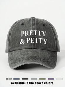 1pc Printed "PRETTY" Washed Baseball Cap, Adjustable Outdoor Sun Protection Casual Hat Suitable For Spring/Autumn Travel, Beach, Y2K Style For Youth - Baseball Cap - View 29
