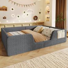 Sofa Bed, 140 X 190 Cm, Without Mattress, Removable Mesh, Built-In Storage Bag, Unique Velvet, Grey - Grey - View 4