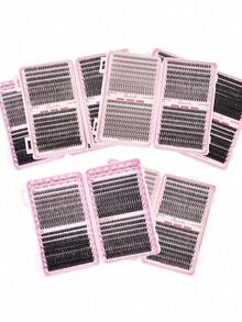 640 Clusters DIY D-Curl Lash Book, Super Curly Eyelash Extension Kit For Beginners, Mixed 10-16mm Lengths, Natural Fluffy Voluminous Look, Self-Adhesive Reusable Individual & Cluster False Eyelashes - D - View 1