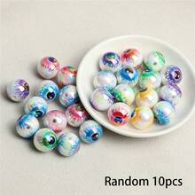 10/20pcs Acrylic Colorful Horror Eyeball Beads, Printed Hole Round Loose Beads, Suitable For DIY Jewelry Making, Pens, Necklaces, Bracelets, Earrings, Bag Chains, Keychains, Keyring Decorative Beading - Multicolor - View 9