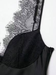 Women's Sexy Lace Patchwork Camisole - Black - View 6