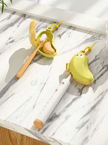 1pc Cute Banana Shaped Toothbrush Holder & Travel Storage Box, 2-In-1 Mini Portable Toothbrush Protective Case With Built-In Silicone Toothpaste Capsule Storage Box, Hanging Cord, Suitable For Business Travel, Hotel, Dorm, Easy To Store And Carry, Ideal For Students And Couples - Multicolor - View 4