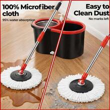 360° Spin Mop And Bucket Set With 3 Refill Heads - Stainless Steel, 61" Adjustable Handle, Self-Wringing Mop - Best Mopping System For Hardwood & Tile Floors,Separate Dirty Water System - TB-02 - 查看 3