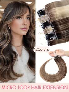 Human Hair Microlink Hair Extensions Microbead Human Hair Extensions Real Human Hair Micro Beads Fish Line Extensions Seamless Loop Hand Tied Hair Micro Loop Blonde Hair Extensions Bleach Blonde Cold Fusion Extensions For Daily - Multicolor - View 2