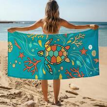 1条海龟图案沙滩巾，超柔软超细纤维特大号沙滩毯，超强吸水浴巾，适合旅行、游泳池、潜水、冲浪、瑜伽、露营等场合，多种尺寸可选，沙滩、泳池、旅行、露营、瑜伽必备用品 - A - 查看 8