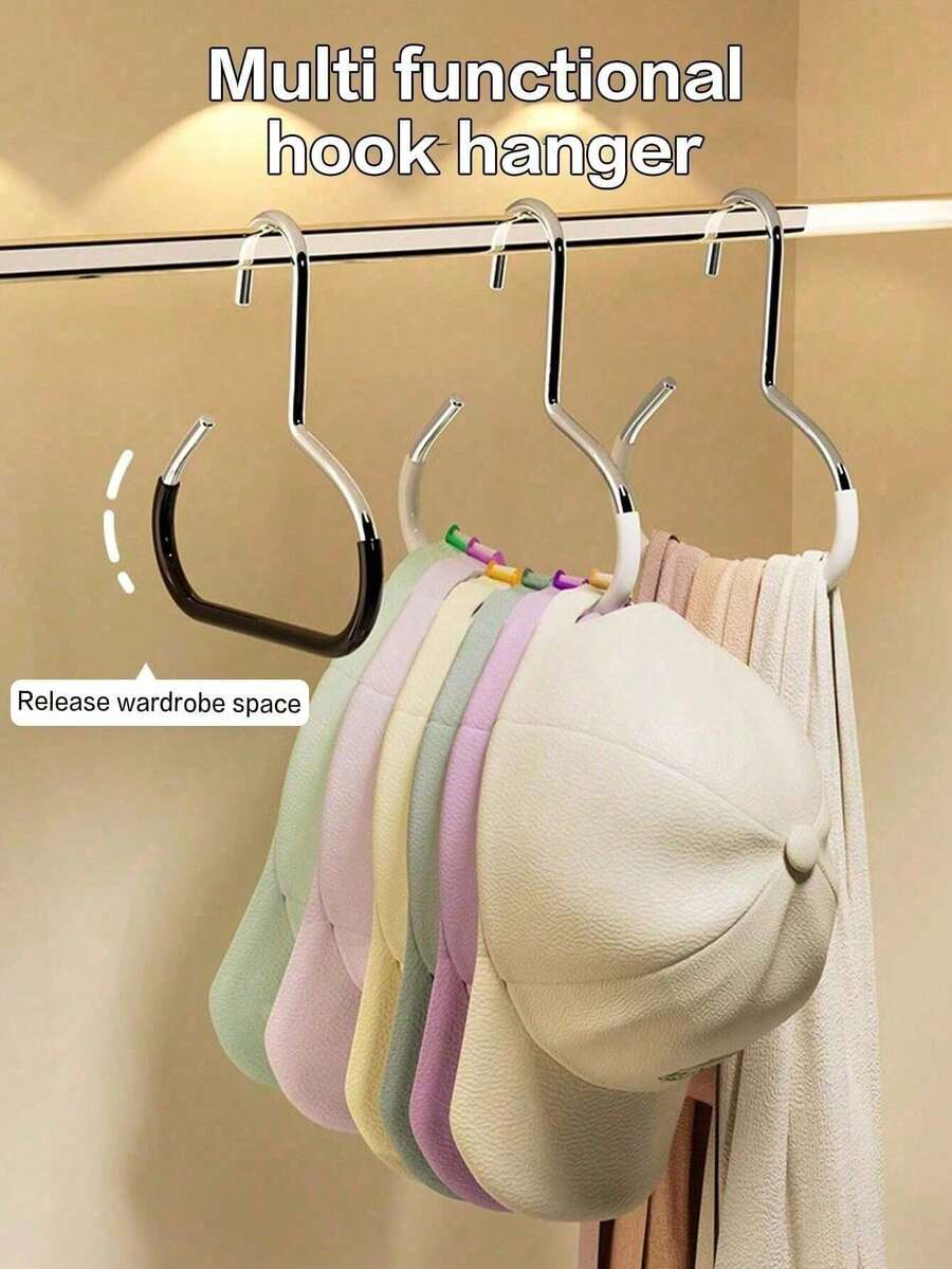 1pc/2pcs Hat Rack, Space-Saving Closet Hat Organizer, Multi-Functional Hanging Hat Display Rack, Wardrobe Accessory Organizer For Belts, Ties, Scarves, Vests, Hats, Bras, Shoes, Dresses, Pants, Jeans, Boots, Skirts, Suitable For Dorm/Home Use - MultiWarna - View 1