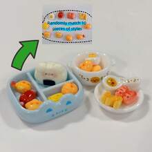 一套可爱迷你便当盒和碗套装，娃娃屋装饰DIY配件 - 淺藍色 - 查看 8