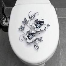 Luxury Silver Diamond Effect Flower Toilet Sticker, Removable Self-Adhesive Paper, Home Bathroom Toilet Lid Decor, Adding Charming Elegant Ambiance - A - View 4