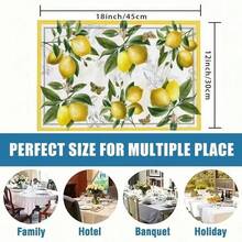 1pc/4pcs/6pcs Vintage Lemon Pattern Linen Placemats, Suitable For Dining Table, All Season Decor, Modern Washable Table Mats, Room Decor, Coasters, Kitchen Dining Placemats, Party Decor, Home Decor, Ideal Gift - Multicolor - View 4