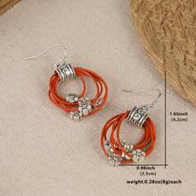 1 Pair Fashionable & Classic Multi-Layer Woven Round Earrings, Feminine , Suitable For Daily Wear - Silver - View 5