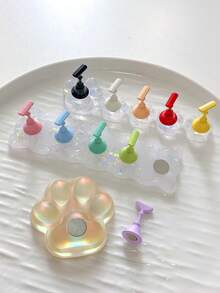 Decorațiuni pentru unghii, Consumabile pentru unghii transfrontaliere, Bază cu gheare de pisică, roz super strălucitor, iridescent, colorat, alb, ondulat, pătrat, dreptunghiular, cu vârfuri de unghii colorate din aliaj metalic, Accesorii coreene pentru unghii, Instrumente și suporturi pentru decorarea unghiilor - Multicolor - Vizualizare 16
