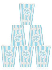 10 pièces/20 pièces/30 pièces Boîtes à pop-corn en papier rose avec motif de pop-corn, design à rayures blanches, convient pour les fêtes, contenants à pop-corn jetables pour les fêtes, anniversaires, soirées cinéma - Rose bonbon - Voir 5