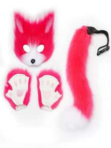 可爱狐狸套装三件套可选毛绒手工装扮套装，含狐狸尾巴钥匙扣，可挂在腰包上，适合派对舞台装扮、角色扮演等场合，亦可作为道具和配件。 - 彩色 - 查看 10