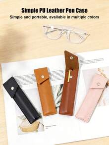 1pc Minimalist Leather Pen Case, Designed With Japanese/Korean Style Clip-On Storage Box For Ballpoint Pens, Fountain Pens And Button Stationery, Convenient And Practical Storage, Ideal For Students And Office Supplies, Essential Back-To-School Item - Simple Leather Pen Case - View 7