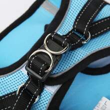 Black Cat Harness And Leash Set, Soft Adjustable Cat Backpack Carrier, Easy Control Breathable Reflective Striped Jacket For Walking - Blue - View 8