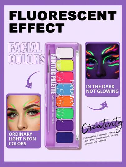 HANDAIYAN Sơn UV phát sáng trong bóng tối Halloween, trang điểm cơ thể, màu vẽ mặt và cơ thể cho Giáng sinh, ngày lễ, tiệc hóa trang, trang điểm