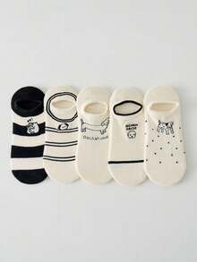 5 Pairs Women's Cartoon Boat Socks, Summer Women's INS Style Short Socks, Casual College Style Socks - Multicolor - View 13