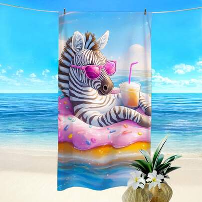 1pc Zebra Print Beach Towel, Super Absorbent Quick Dry Towel For Swimming, Soft And Lightweight Beach Blanket, Ideal Beach Essential For Beach, Swimming, Outdoor, Camping, Travel