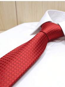 Men's Adult Solid Red Polyester Tie, Formal Business Tie, Suitable For Men's Wedding Tie - Red - View 2