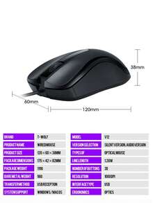 Ratón con cable V12, USB para portátil, para oficina y negocios - Ver 3