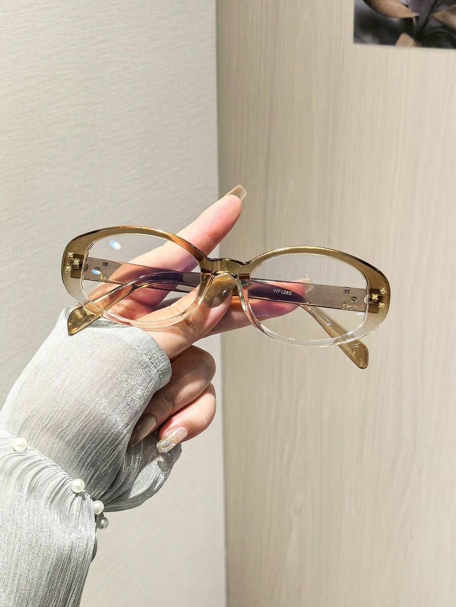 1副女士椭圆形眼镜框，轻盈聚碳酸酯镜框，佩戴无压力，休闲风格，适合日常办公通勤，附眼镜盒
