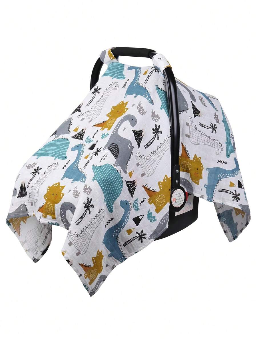 1pc Baby Stroller Sunshade Cover, Cartoon Pattern Breathable Dustproof Windproof Stroller Canopy - Breathable - View 1