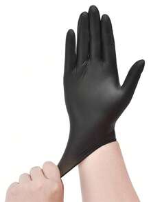 黑色一次性丁腈手套，家用清洁手套，适用于厨房、浴室、清洁、搬运、纹身、美容、染发、宠物护理、美发沙龙、清洁用品、家居工具 - 黑色的 - 查看 2