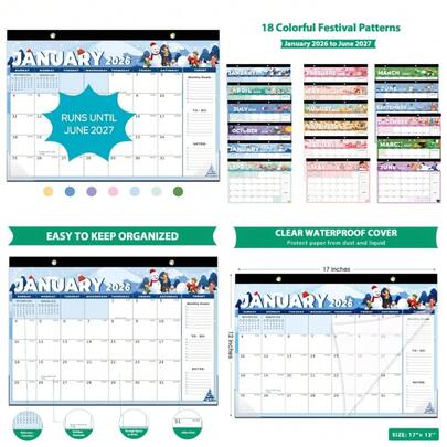 Desk Calendar 2026 18 Months Large 17x12 January 2026 To June 2027 Wall Monthly Planner For Home School Office Desktop