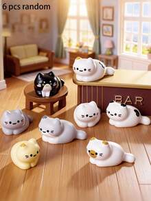 Random Cute Cat Figurine, Exquisite And Compact Micro Landscape Decor, Suitable For Decorating Bedroom, Office Desk, Living Room, Dorm, Windowsill, Soft And Sweet Decorative Accessory To Bring A Healing Ambiance To Daily Spaces. - 1# - View 11