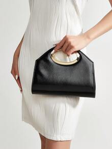 Bolso de mano tejido de moda color caqui AIBBYDAR para mujer, bolso de hombro versátil para vacaciones, playa, viajes de negocios, informal, minimalista, vacaciones. - Negro - Ver 3