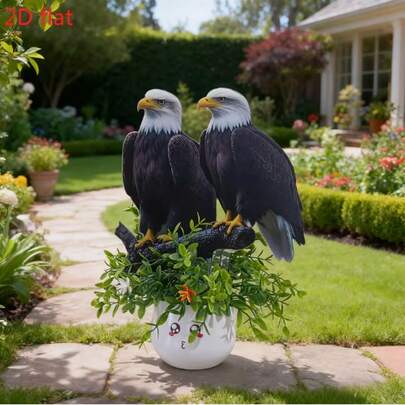 2D亚克力白鹰花园装饰品，适用于家居装饰、春季盆栽植物和草坪装饰，精美礼品