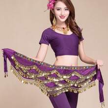 1pc Women's Wavy Belly Dance Belt Hip Scarf Women's Sweet Belly Dance Golden Coin Hip Scarf Skirt Wrap Noisy - Multicolor - View 19